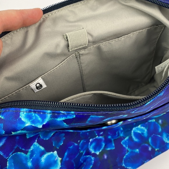 Baggallini | Blue Watercolor Floral Large Crossbody Purse Bag - Picture 10 of 11